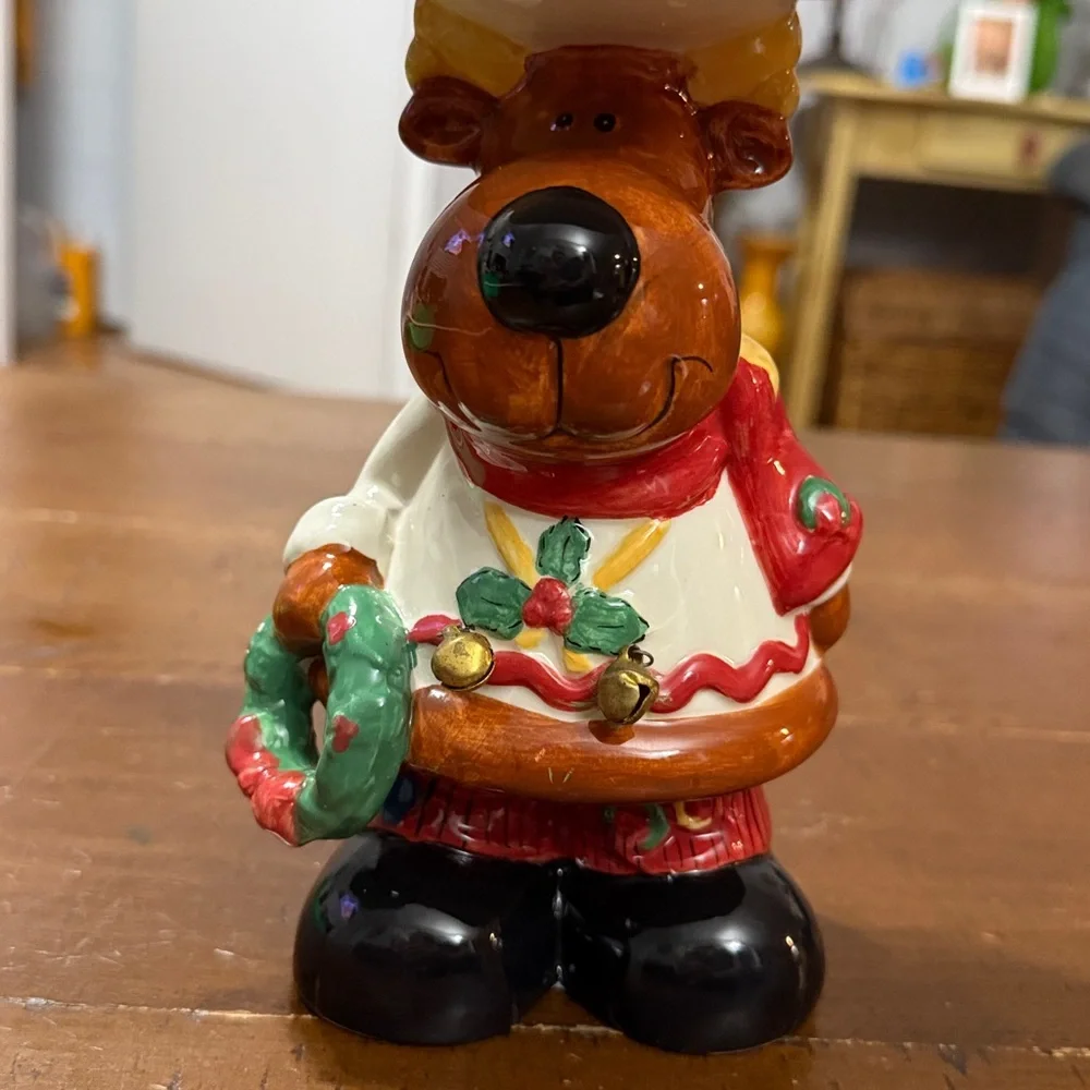 Festive Reindeer Holiday Figurine with Lamp Shade